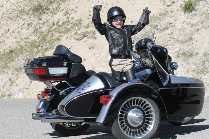 A child on a motorcycle